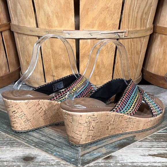 Skechers Cali Beverlee Delighted Multicolor Woven Cork Wedge Sandals Womens 10 - Picture 5 of 11